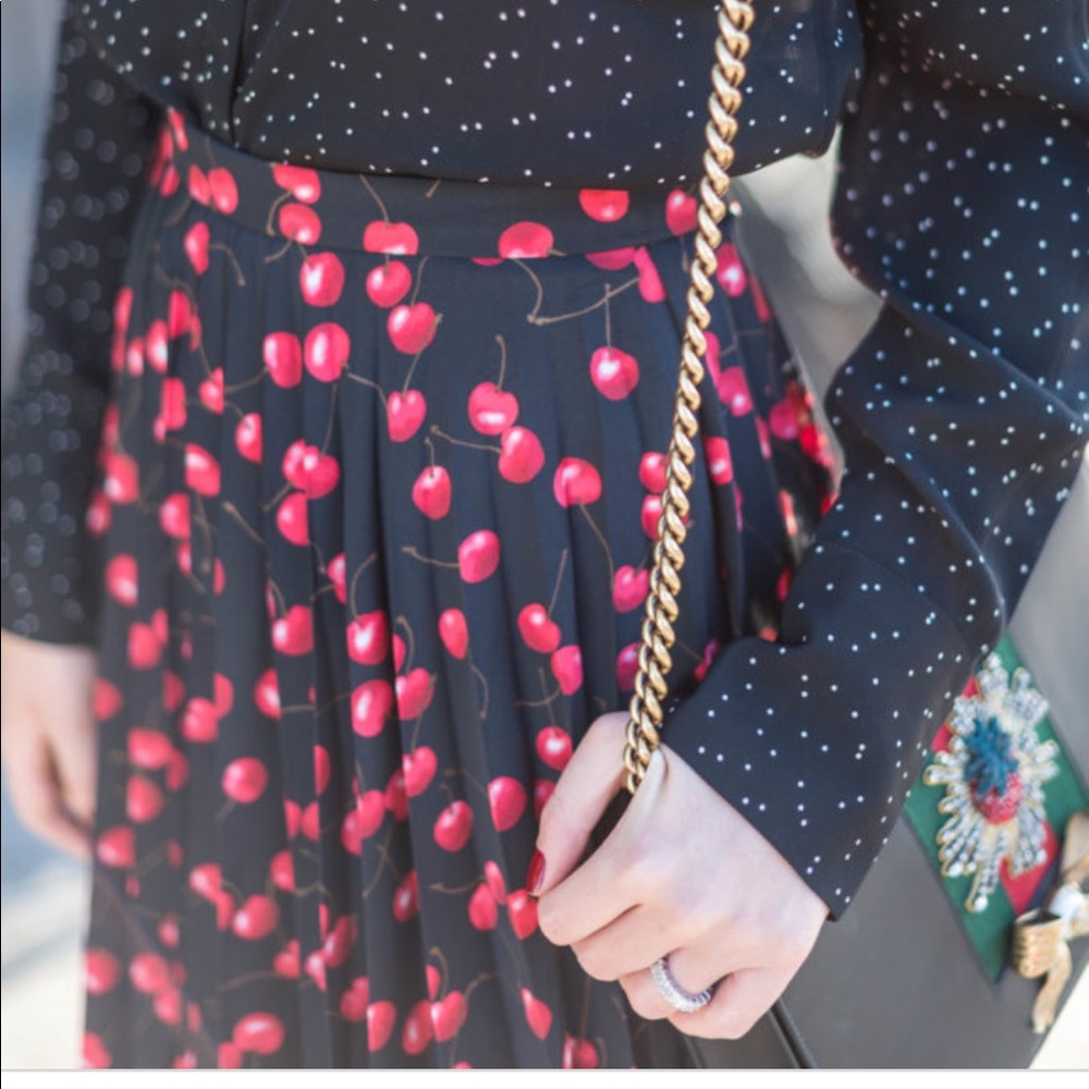 J CREW *THE* Pleated Accordian black CHERRY skirt